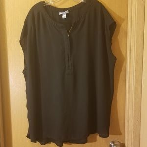 Black blouse with gold zipper